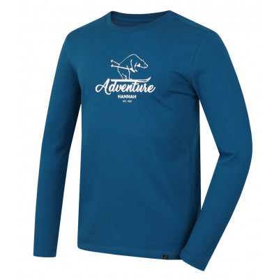 Men's leisure time T-shirt with long sleeves SKILL blue sapphire (print 2)