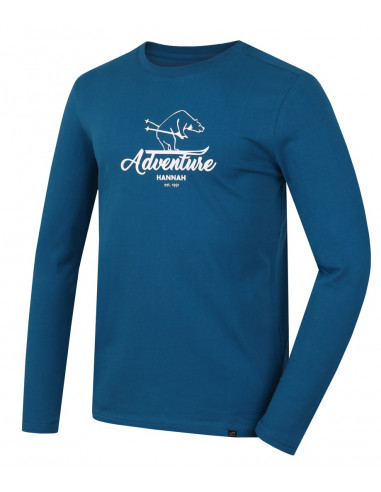 Men's leisure time T-shirt with long sleeves SKILL blue sapphire (print 2)