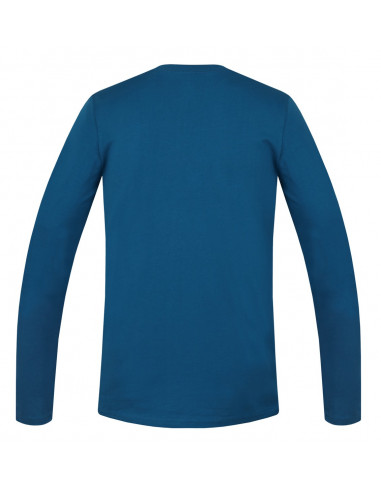 Men's leisure time T-shirt with long sleeves SKILL blue sapphire (print 2)