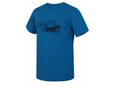 Mens mountain and trekking short sleeve T-shirt BITE blue jewel