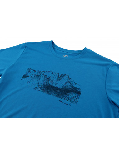 Mens mountain and trekking short sleeve T-shirt BITE blue jewel