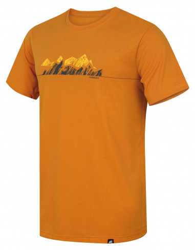 Mens mountain and trekking short sleeve T-shirt BITE golden yellow