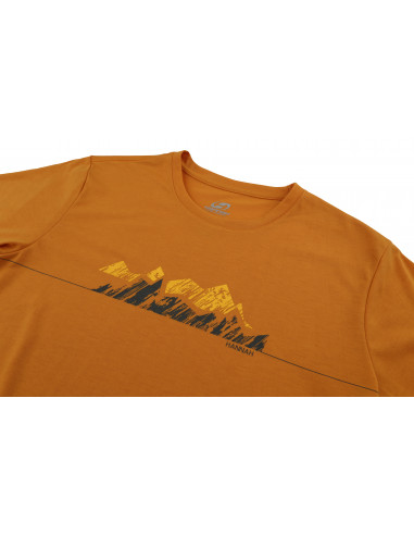 Mens mountain and trekking short sleeve T-shirt BITE golden yellow
