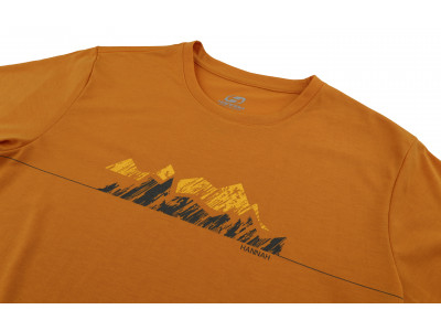 Mens mountain and trekking short sleeve T-shirt BITE golden yellow