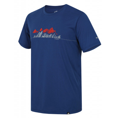 Mens mountain and trekking short sleeve T-shirt BITE moroccan blue