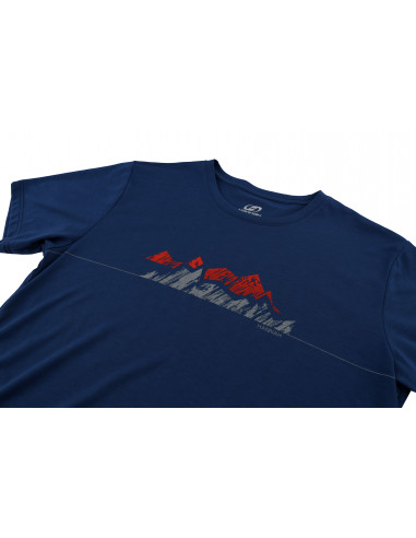 Mens mountain and trekking short sleeve T-shirt BITE moroccan blue