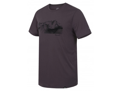 Mens mountain and trekking short sleeve T-shirt BITE pewter (print 1)