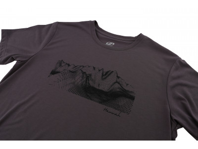 Mens mountain and trekking short sleeve T-shirt BITE pewter (print 1)