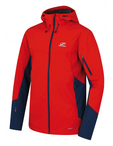Mens mountain and trekking jacket CHANNER cherry tomato/moroccan blue