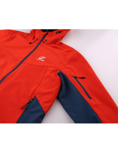 Mens mountain and trekking jacket CHANNER cherry tomato/moroccan blue