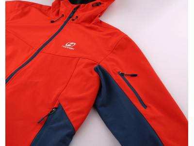 Mens mountain and trekking jacket CHANNER cherry tomato/moroccan blue