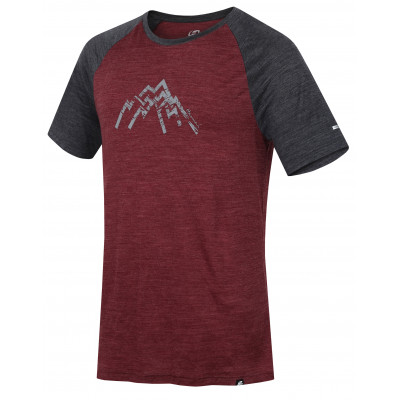 Mens mountain and trekking short sleeve T-shirt TARBEN rhododendron/dark gray