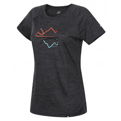 Ladies mountain and trekking short sleeve T-shirt VICKY dark gray