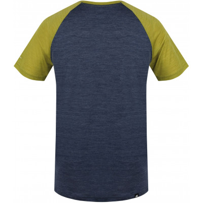 Mens mountain and trekking short sleeve T-shirt TARBEN dark denim/lime green 2