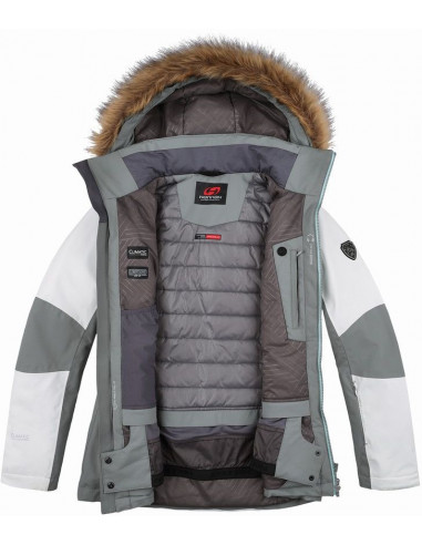 Ladies snowsport jacket BERTIE frost gray/bit of blue