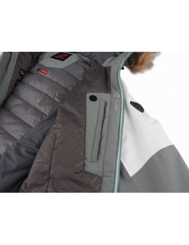 Ladies snowsport jacket BERTIE frost gray/bit of blue