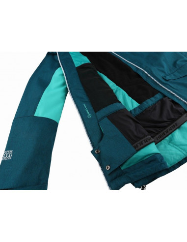 Ladies snowsport jacket ROLF deep teal mel/pool green