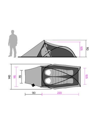 Camping tent RIDER 2 Mandarin red
