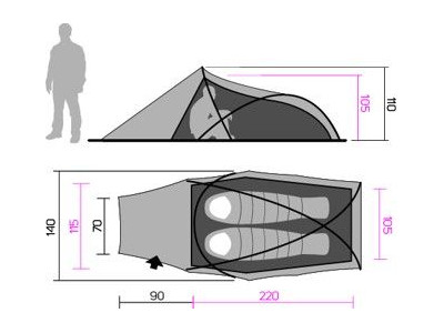 Camping tent RIDER 2 Mandarin red