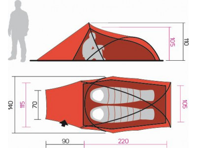Camping tent RIDER 2 Mandarin red