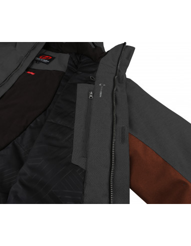 Mens insulated snowsport jacket JURGEN II dark gray mel/picante mel