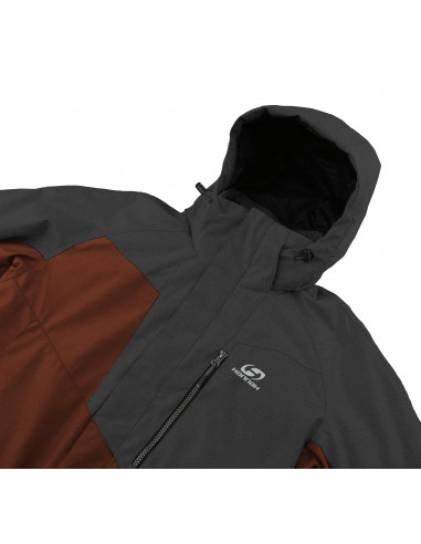 Mens insulated snowsport jacket JURGEN II dark gray mel/picante mel
