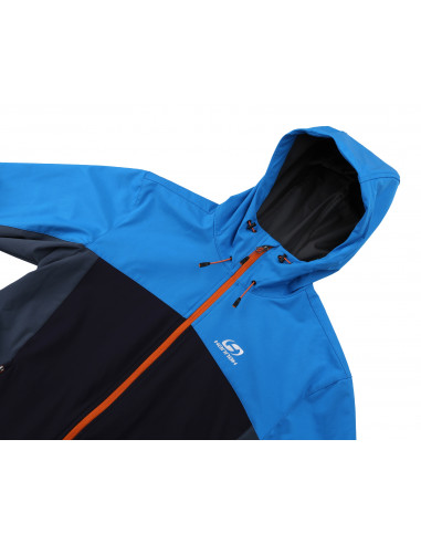 Ūdensnoturīga vīriešu softshell jaka pārgājieniem CARSTEN briljantu zila / tumši zila