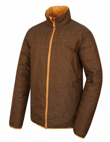 Pánská plněná oboustranná bunda   Nodiq M krémově žlutá / tm.hořčicová