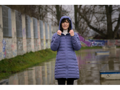 Dámský péřový kabátek   Daili L sv. šedomodrá