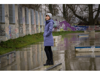 Dámský péřový kabátek   Daili L purpurová