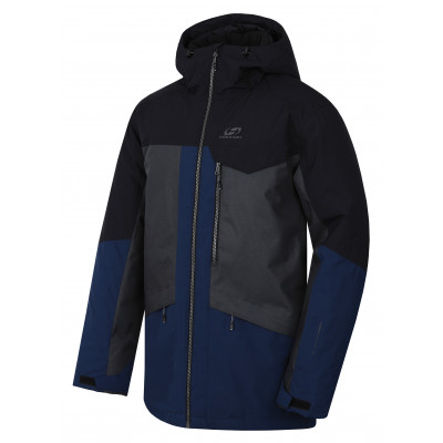 Mens snowsport jacket TIERSEN dark gray mel/dress blues