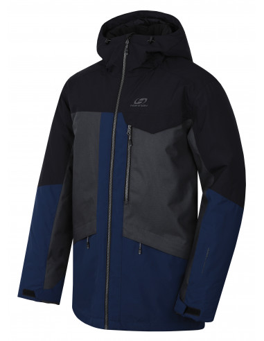 Mens snowsport jacket TIERSEN dark gray mel/dress blues