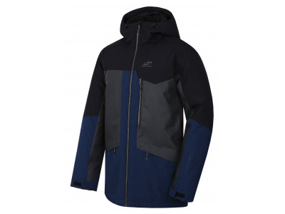 Mens snowsport jacket TIERSEN dark gray mel/dress blues