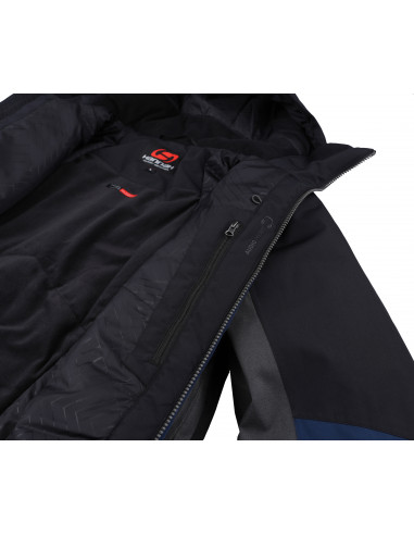 Mens snowsport jacket TIERSEN dark gray mel/dress blues