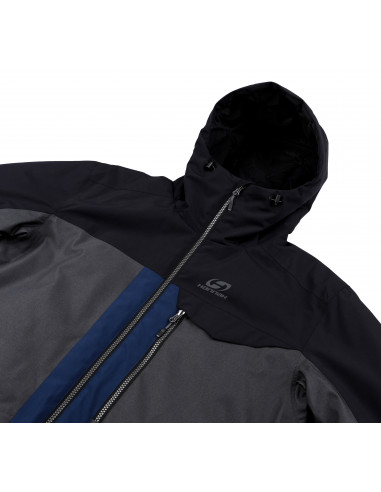 Mens snowsport jacket TIERSEN dark gray mel/dress blues