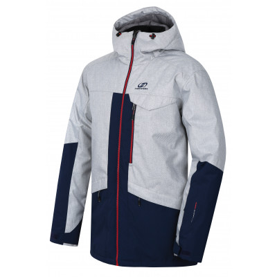 Mens snowsport jacket TIERSEN light gray mel/dress blues