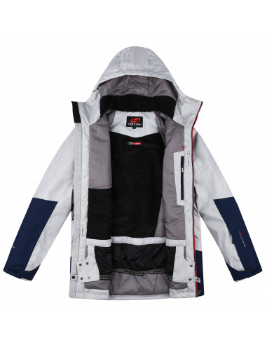 Mens snowsport jacket TIERSEN light gray mel/dress blues