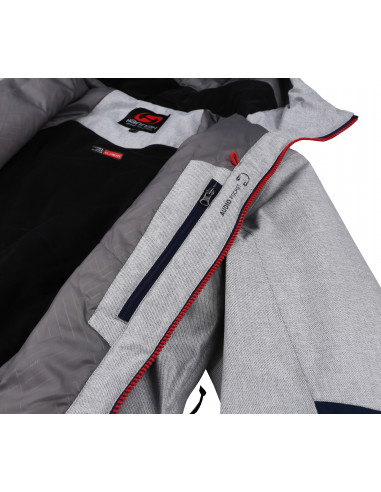 Mens snowsport jacket TIERSEN light gray mel/dress blues