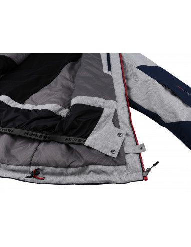 Mens snowsport jacket TIERSEN light gray mel/dress blues