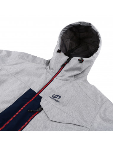 Mens snowsport jacket TIERSEN light gray mel/dress blues