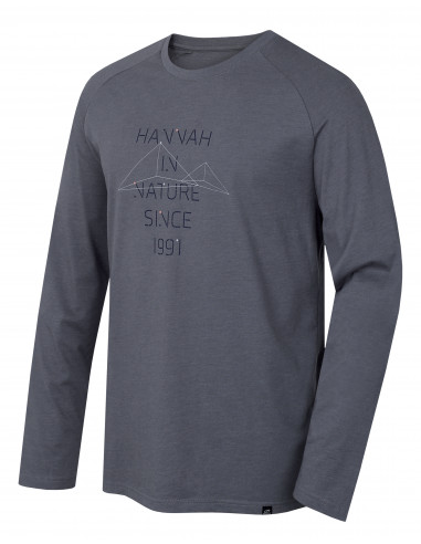 Mens city T-shirt, L/S GRUTE steel gray mel