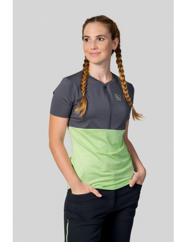 Ladies active short sleeve T-shirt BERRY asphalt/paradise green mel