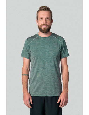 Men's active short sleeve T-shirt PELLO II dark forest mel