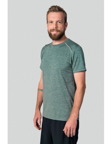 Men's active short sleeve T-shirt PELLO II dark forest mel