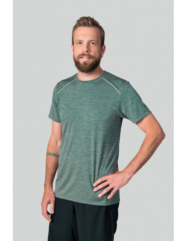 Men's active short sleeve T-shirt PELLO II dark forest mel