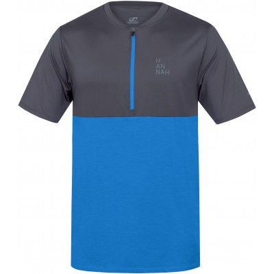 Men's active short sleeve T-shirt SANVI asphalt/french blue mel