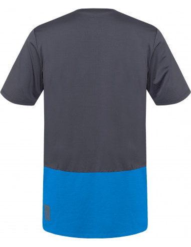 Men's active short sleeve T-shirt SANVI asphalt/french blue mel