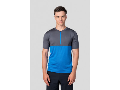 Men's active short sleeve T-shirt SANVI asphalt/french blue mel