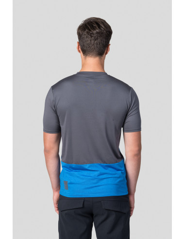 Men's active short sleeve T-shirt SANVI asphalt/french blue mel
