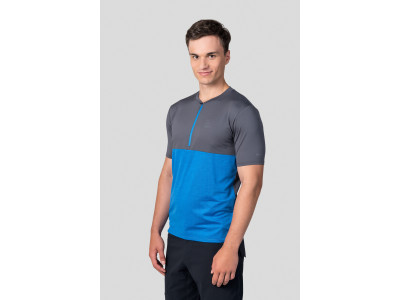 Men's active short sleeve T-shirt SANVI asphalt/french blue mel